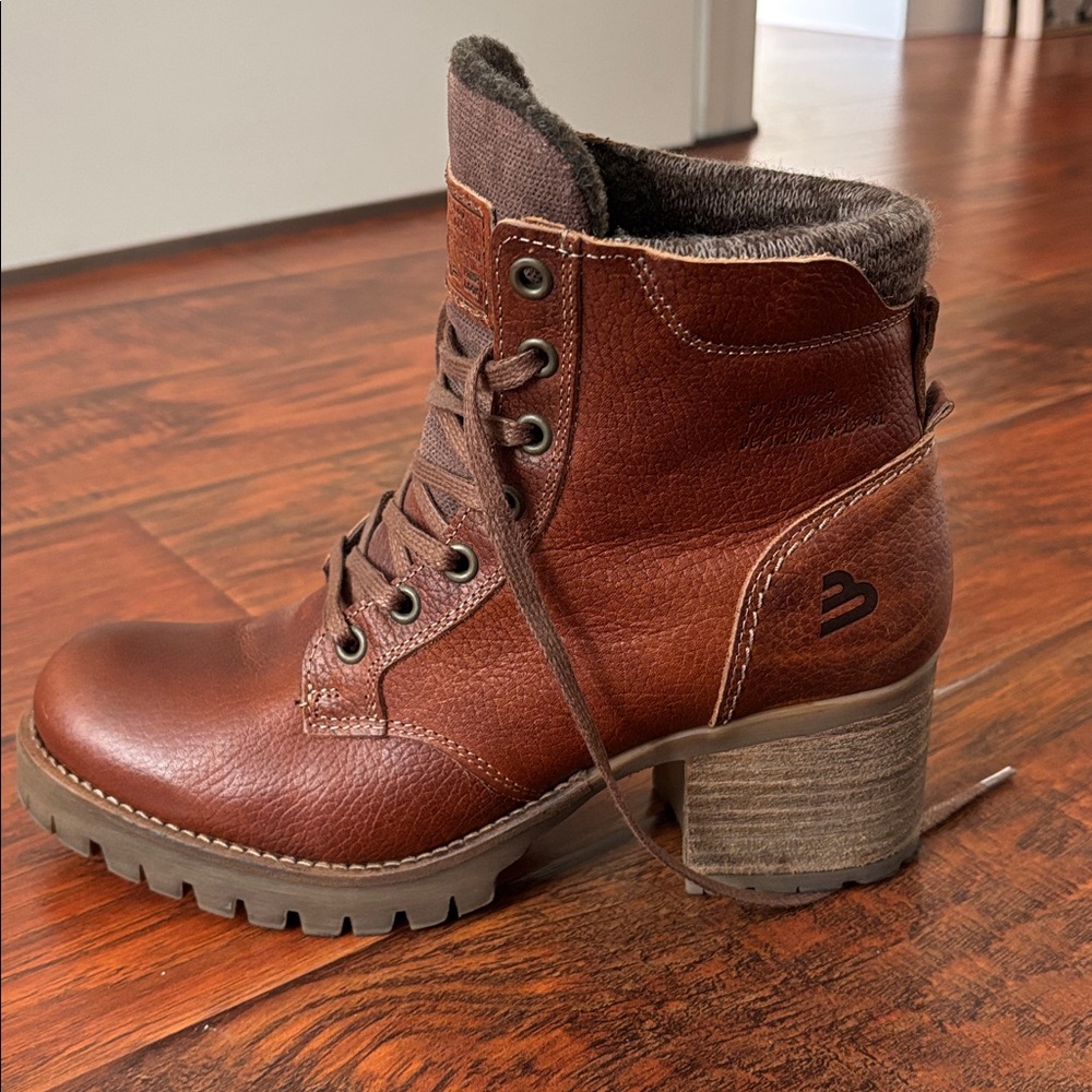 Bullboxer Catherine Brown Leather Lace-Up Boots Sz 39 (9 US equivalent) Lug Sole - Picture 4 of 10